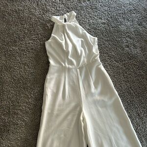 White Halter Neck Pant Jumpsuit